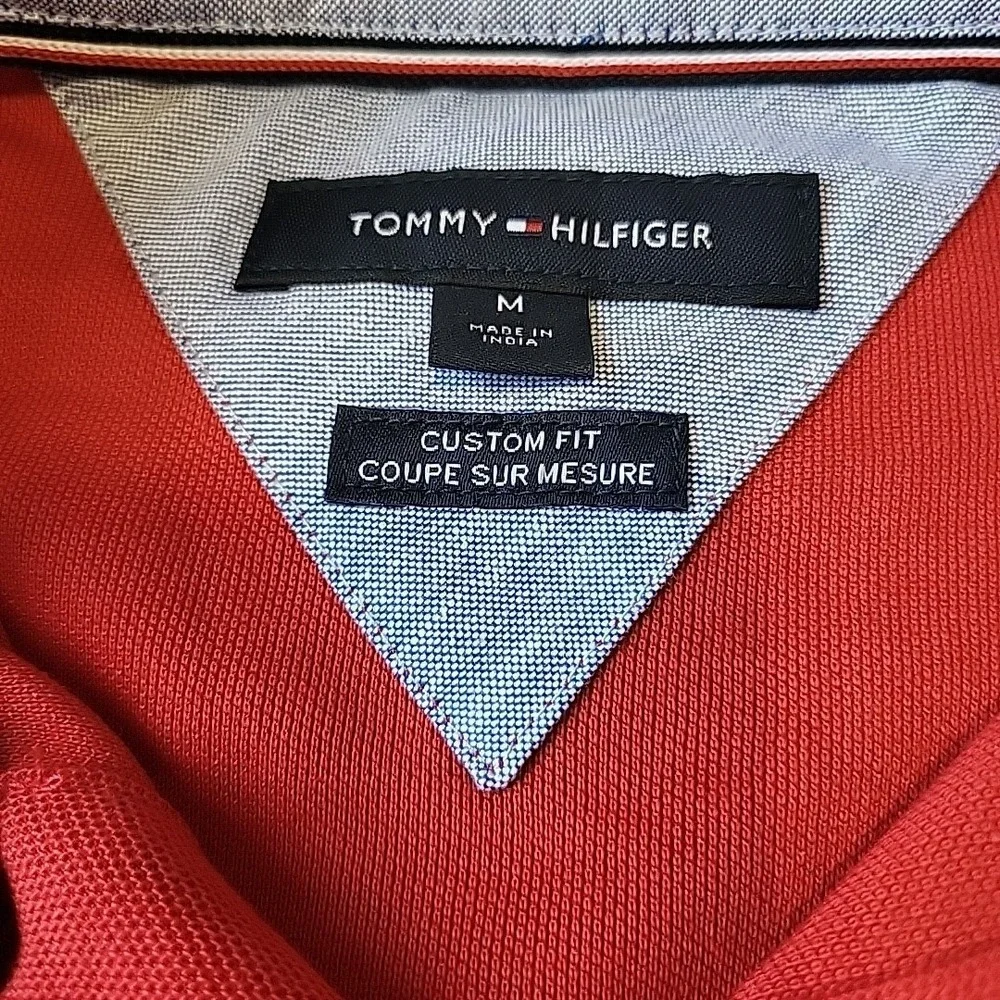 TOMMY‎ HILFIGER Polo Shirt Medium Men Red Classic Fit Short Sleeve Logo